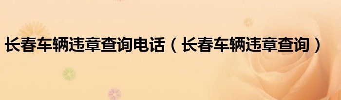 长春车辆违章查询电话（长春车辆违章查询）