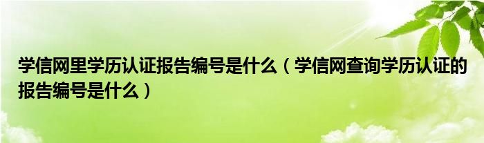 学信网里学历认证报告编号是什么（学信网查询学历认证的报告编号是什么）