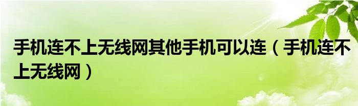 手机连不上无线网其他手机可以连（手机连不上无线网）