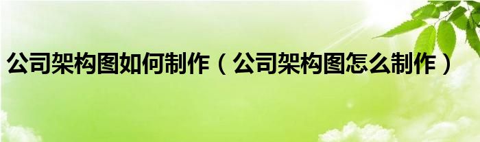 公司架构图如何制作（公司架构图怎么制作）