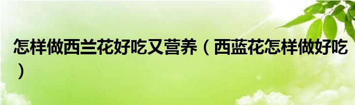 怎样做西兰花好吃又营养（西蓝花怎样做好吃）