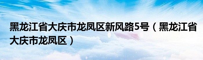 黑龙江省大庆市龙凤区新风路5号（黑龙江省大庆市龙凤区）
