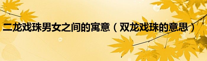 二龙戏珠男女之间的寓意（双龙戏珠的意思）