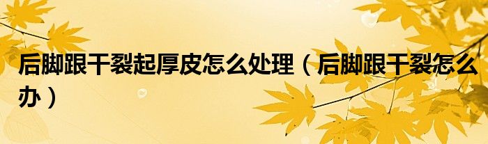 后脚跟干裂起厚皮怎么处理（后脚跟干裂怎么办）