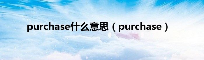 purchase什么意思（purchase）