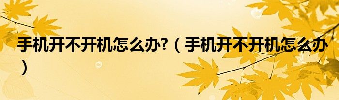 手机开不开机怎么办?（手机开不开机怎么办）