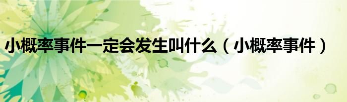 小概率事件一定会发生叫什么（小概率事件）