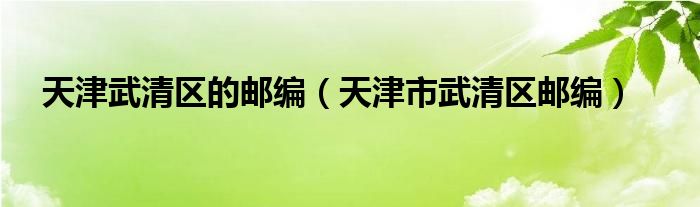 天津武清区的邮编（天津市武清区邮编）
