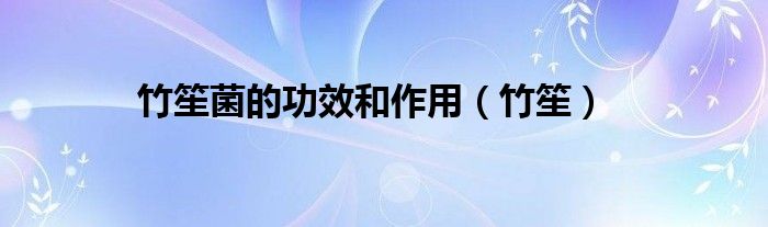 竹笙菌的功效和作用（竹笙）