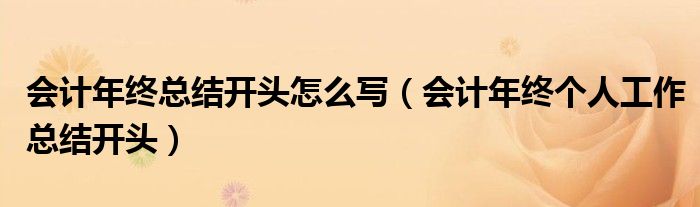 会计年终总结开头怎么写（会计年终个人工作总结开头）