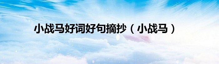 小战马好词好句摘抄（小战马）