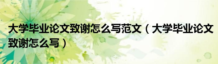 大学毕业论文致谢怎么写范文（大学毕业论文致谢怎么写）