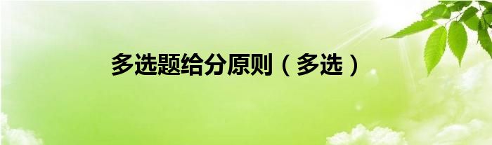 多选题给分原则（多选）
