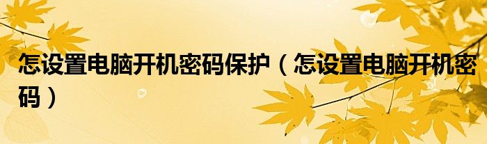 怎设置电脑开机密码保护（怎设置电脑开机密码）