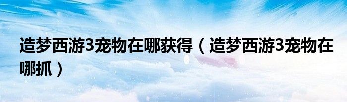 造梦西游3宠物在哪获得（造梦西游3宠物在哪抓）