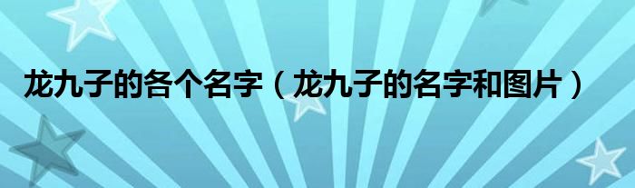 龙九子的各个名字（龙九子的名字和图片）