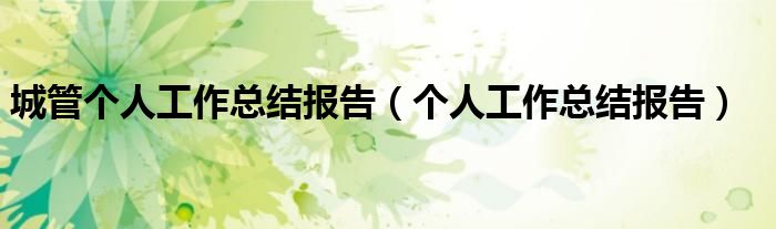 城管个人工作总结报告（个人工作总结报告）