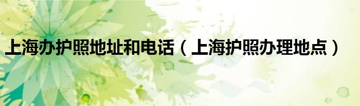 上海办护照地址和电话（上海护照办理地点）