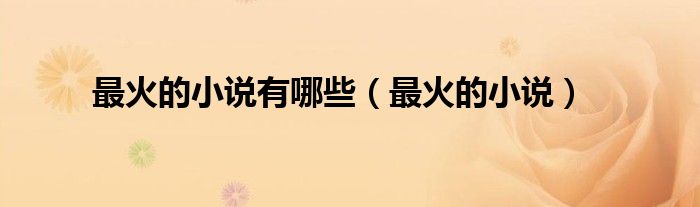 最火的小说有哪些（最火的小说）