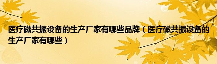 医疗磁共振设备的生产厂家有哪些品牌（医疗磁共振设备的生产厂家有哪些）