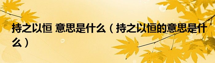 持之以恒 意思是什么（持之以恒的意思是什么）