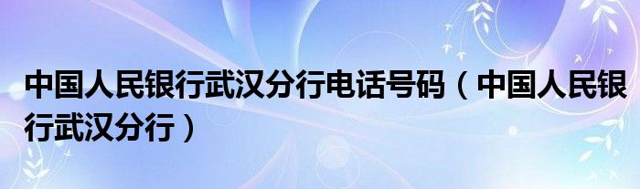中国人民银行武汉分行电话号码（中国人民银行武汉分行）