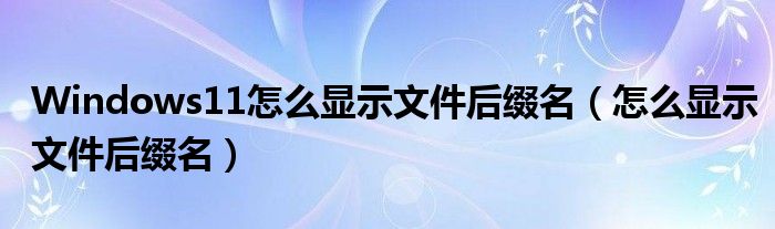 Windows11怎么显示文件后缀名（怎么显示文件后缀名）