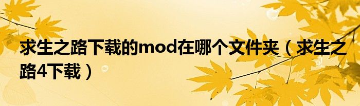 求生之路下载的mod在哪个文件夹（求生之路4下载）