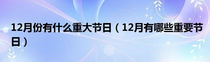12月份有什么重大节日（12月有哪些重要节日）