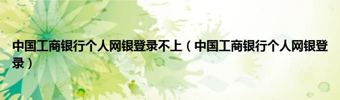 中国工商银行个人网银登录不上（中国工商银行个人网银登录）