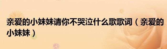 亲爱的小妹妹请你不哭泣什么歌歌词（亲爱的小妹妹）