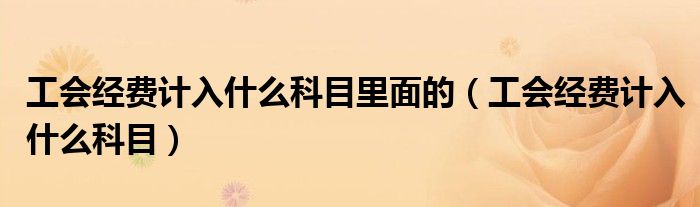 工会经费计入什么科目里面的（工会经费计入什么科目）