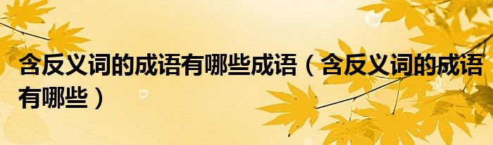 含反义词的成语有哪些成语（含反义词的成语有哪些）