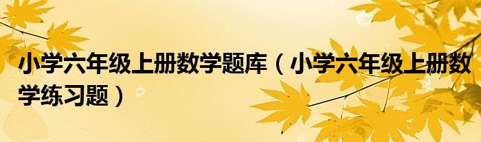 小学六年级上册数学题库（小学六年级上册数学练习题）