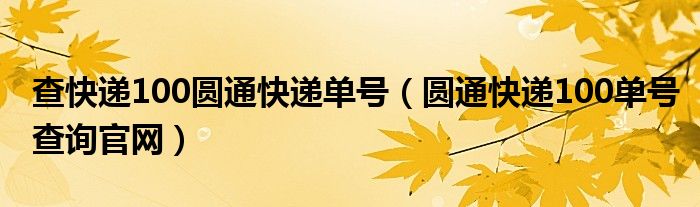 查快递100圆通快递单号（圆通快递100单号查询官网）