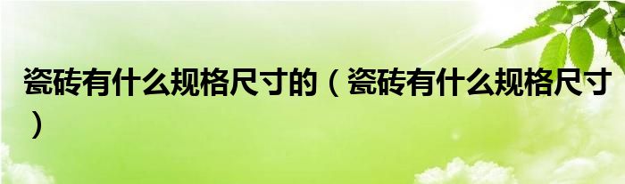 瓷砖有什么规格尺寸的（瓷砖有什么规格尺寸）
