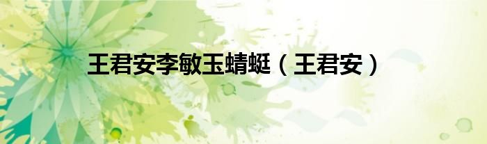 王君安李敏玉蜻蜓（王君安）