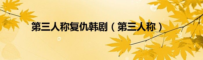 第三人称复仇韩剧（第三人称）