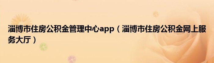 淄博市住房公积金管理中心app（淄博市住房公积金网上服务大厅）