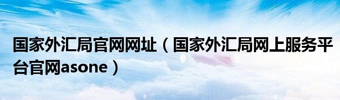 国家外汇局官网网址（国家外汇局网上服务平台官网asone）