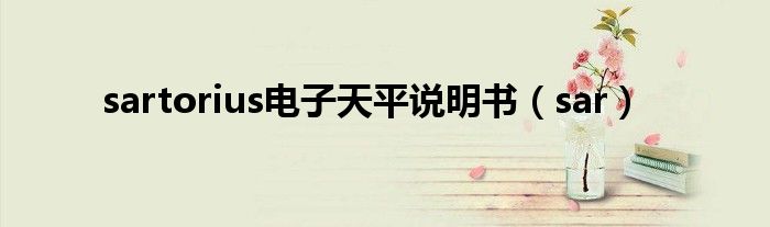 sartorius电子天平说明书（sar）