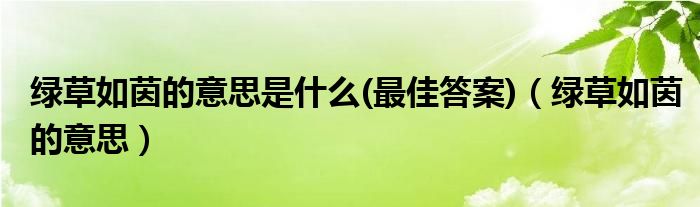 绿草如茵的意思是什么(最佳答案)（绿草如茵的意思）