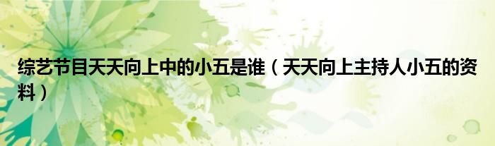 综艺节目天天向上中的小五是谁（天天向上主持人小五的资料）