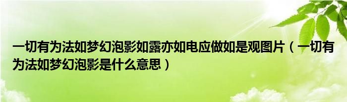 一切有为法如梦幻泡影如露亦如电应做如是观图片（一切有为法如梦幻泡影是什么意思）