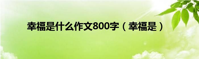 幸福是什么作文800字（幸福是）