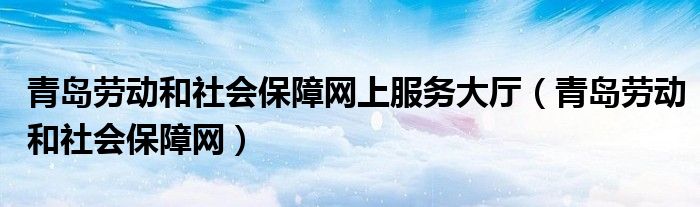 青岛劳动和社会保障网上服务大厅（青岛劳动和社会保障网）