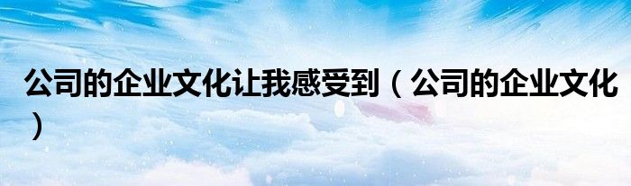 公司的企业文化让我感受到（公司的企业文化）