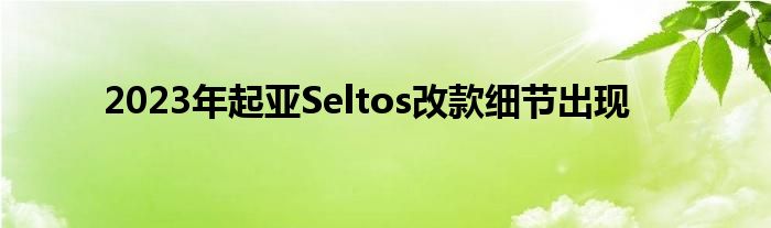 2023年起亚Seltos改款细节出现