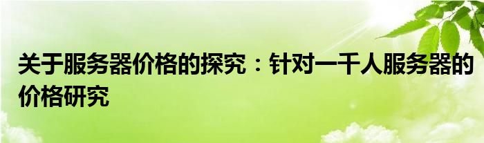 关于服务器价格的探究：针对一千人服务器的价格研究