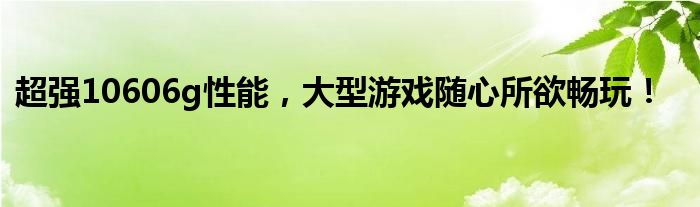 超强10606g性能，大型游戏随心所欲畅玩！